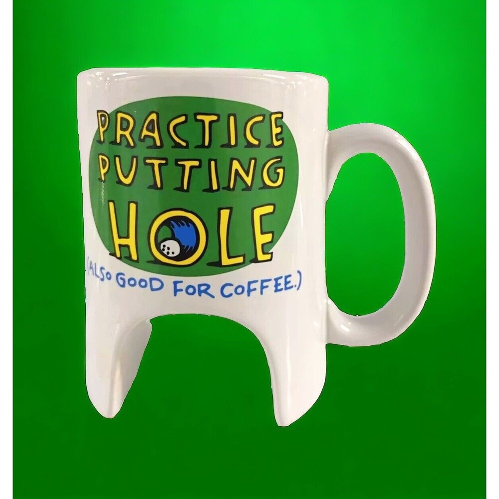 Practice Putting Hole Coffee Mug Hallmark Shoebox Golf Gift Novelty Golf Links